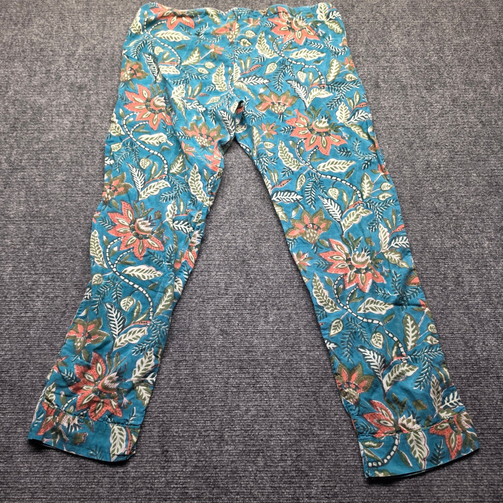 Pax Philomena Women Teal Blue Floral Block Print Lounge Pants Size S — image 5 of 7